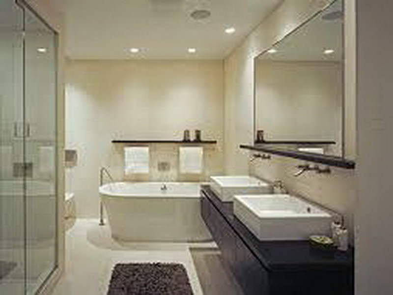 Вид стильной ванной комнате